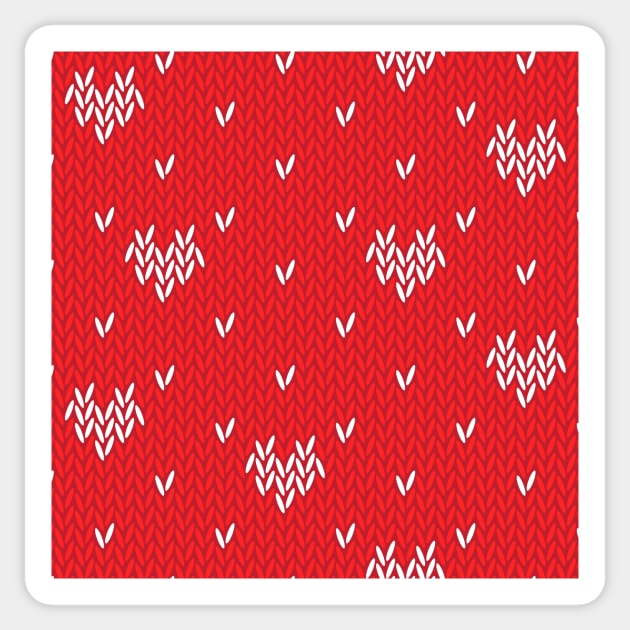 Red & White Knitted Hearts Sticker by Golden Eagle Design Studio